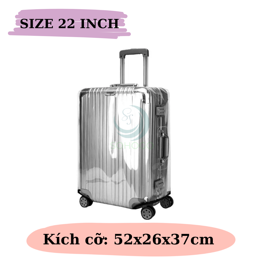 Áo Bọc Vali Trong Suốt Cao Cấp -Áo Trùm Bảo Vệ Vali Chống Trầy Xước -Cover Bảo Vệ Vali Chống Nước 1830 Inch -Áo Bọc Vali Co Giãn Chống Bụi Bẩn – 22inch
