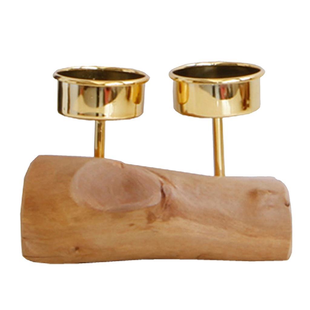 Wooden Base Candle Holder Candlestick Tealight Home Office Desktop Decor