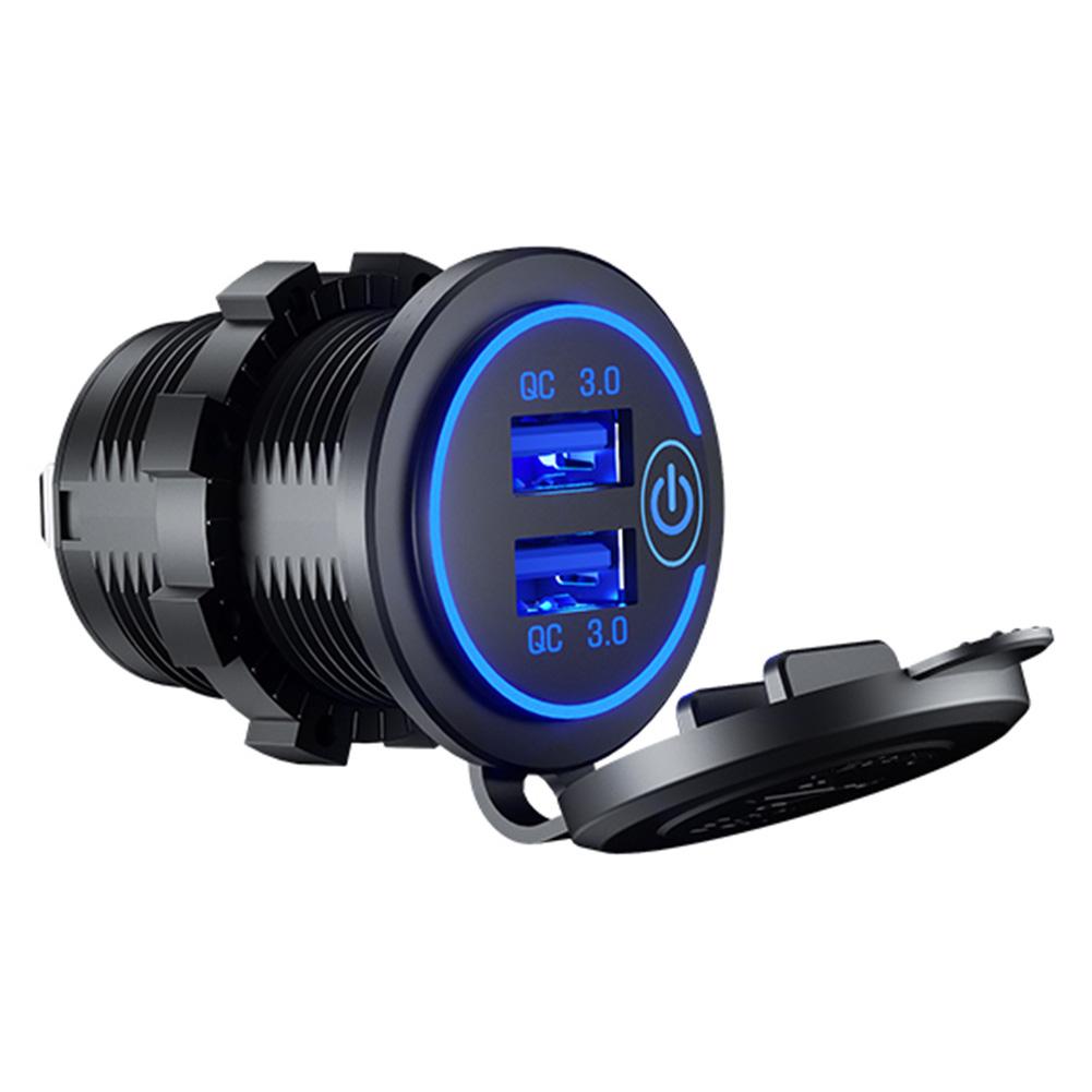 12-24V Sạc nhanh QC 3.0 Cửa hàng ổ cắm bộ sạc xe USB kép với dây điện