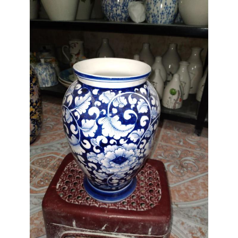 Lọ Hoa Men Ngọc Lam Vẽ Tay Nghệ Thuật.