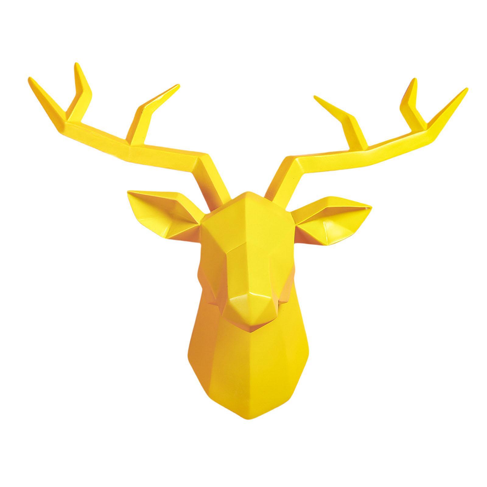 2x Resin Deer Head Sculpture Wall Mount Animal Statue Figurines Decoration
