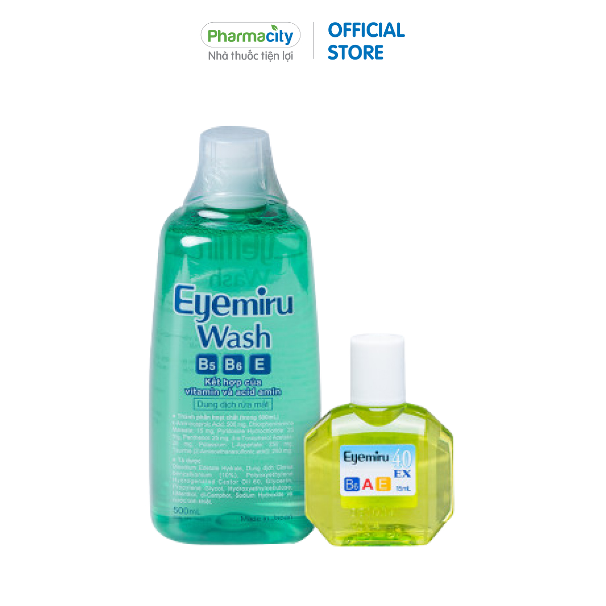 Bundle Dung dịch rửa mắt Eyemiru Wash (500ml) + Eyemiru 40EX (Lọ 15ml)