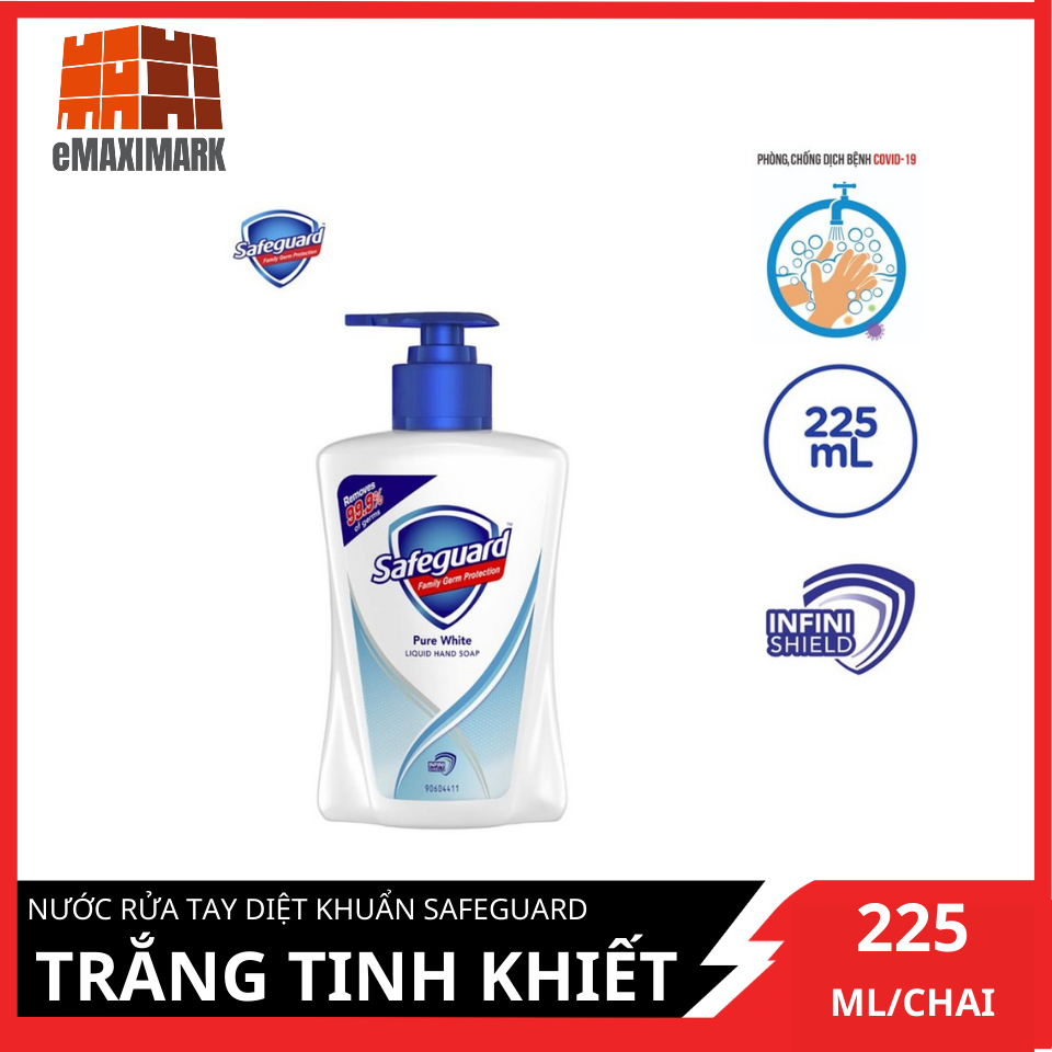 Nước Rửa Tay Safeguard Trắng Tinh Khiết (225ml)