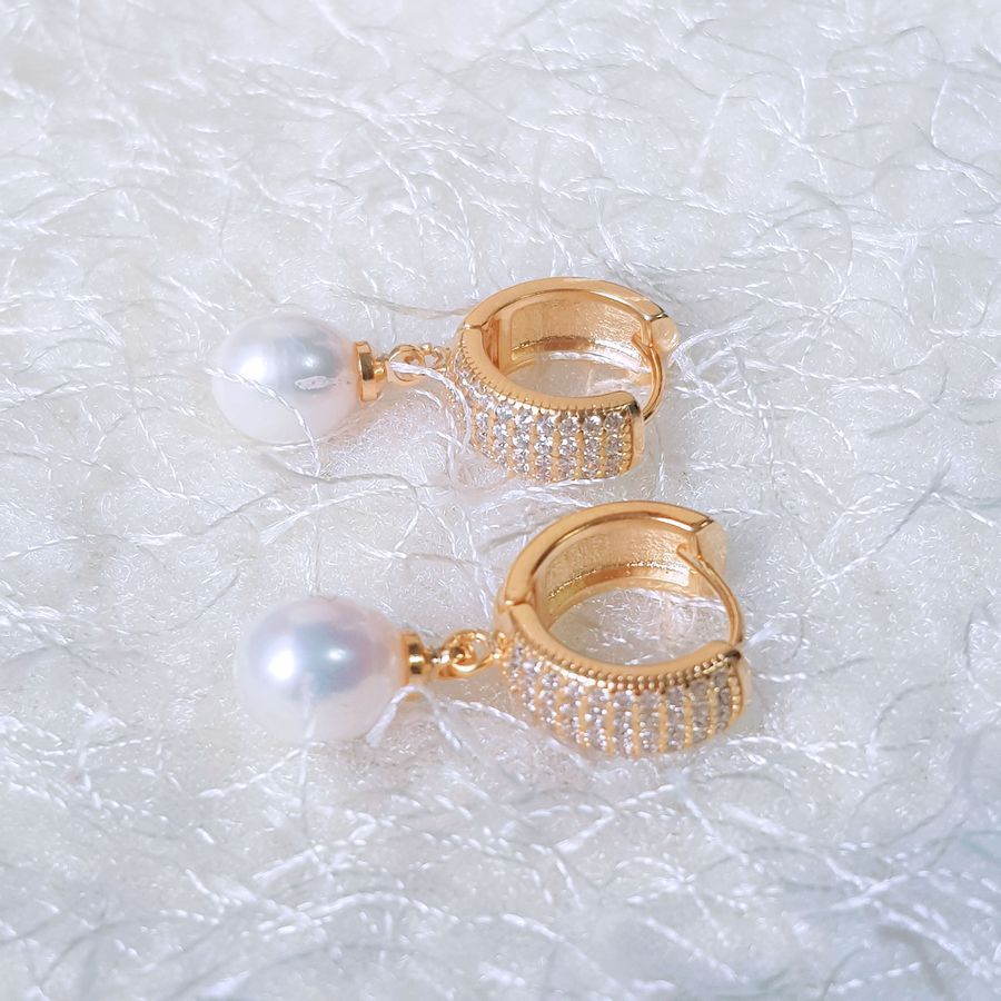 Bộ Trang Sức Ngọc Trai Nước Ngọt Thiên Nhiên Cao Cấp 4M - Kiểu Dây Chuyền Đính Đá - Ngọc Thiên Kim - KAITO PEARL - CTJ0501