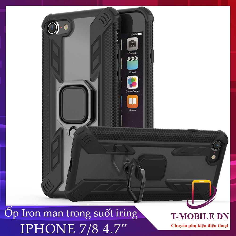 Ốp lưng cho iPhone 7 8 6 6s Plus X XR XS Max 11 Pro Max SE 2020 iRON MAN nhẫn xoay TRONG SUỐT chống sốc