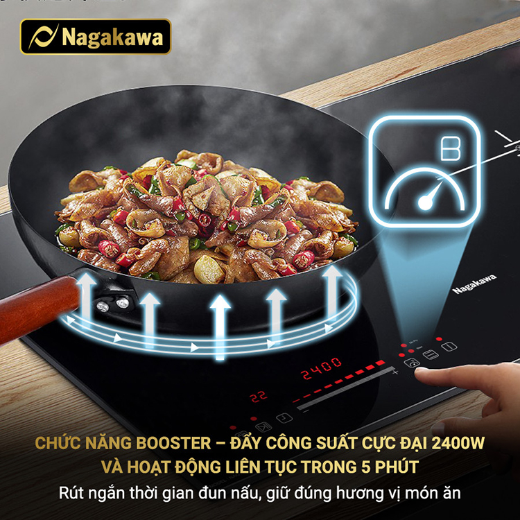 Bếp Đôi Điện Từ Inverter Nagakawa NAG1214M - Hàng Chính Hãng