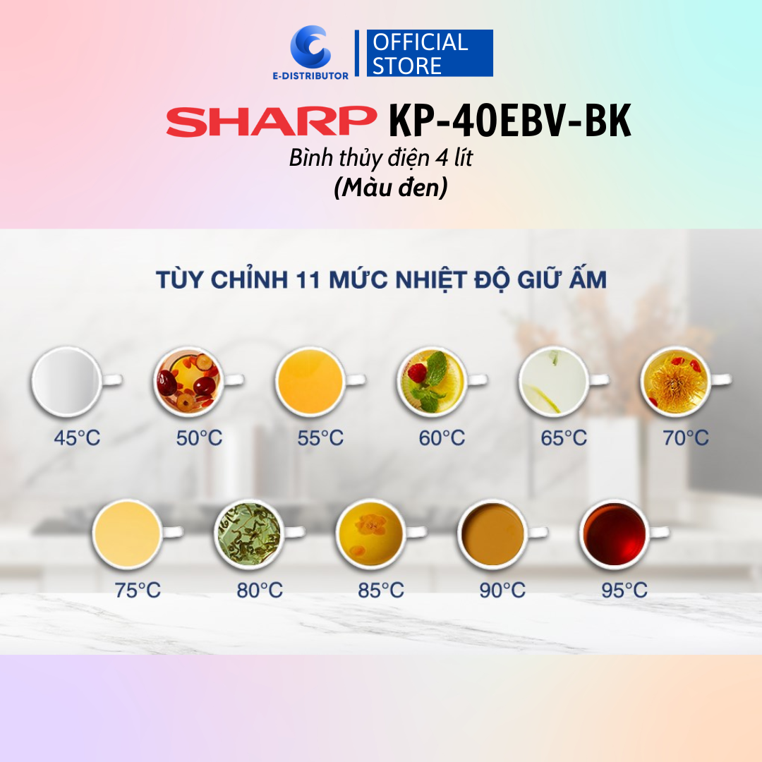 Bình Thủy Điện SHARP KP-40EBV-ST/WH/BK - Hàng Chính Hãng