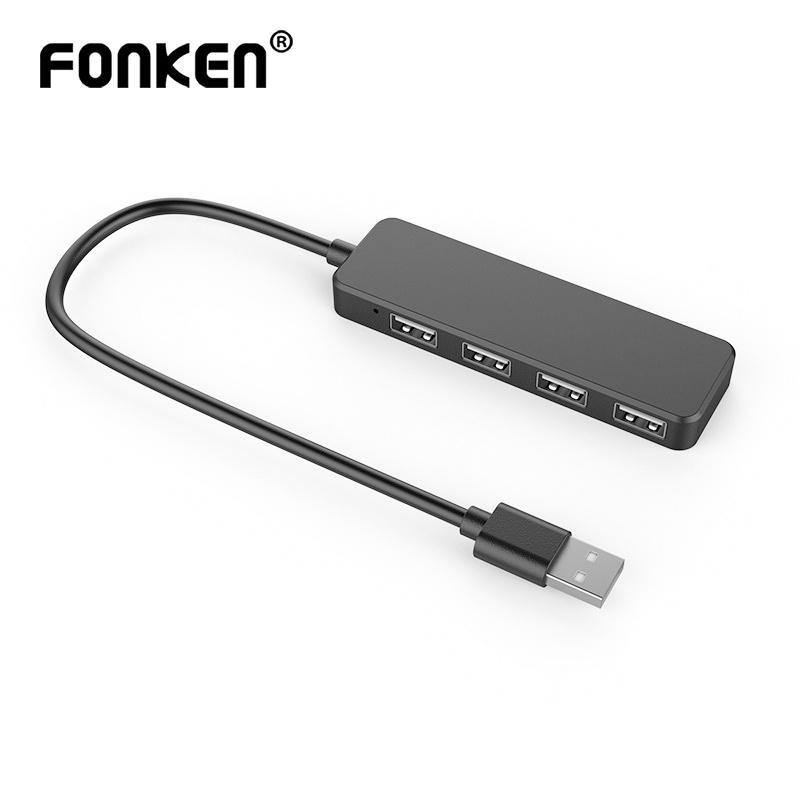 Hub chuyển đổi FONKEN với 4 cổng USB2.0 siêu mỏng cho máy tính bàn phím chuột đĩa Flash