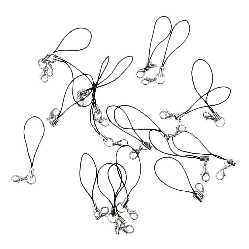 3-5pack 20pcs DIY Mobile Cellphone Keychain Lanyard Charms DIY Rope Black