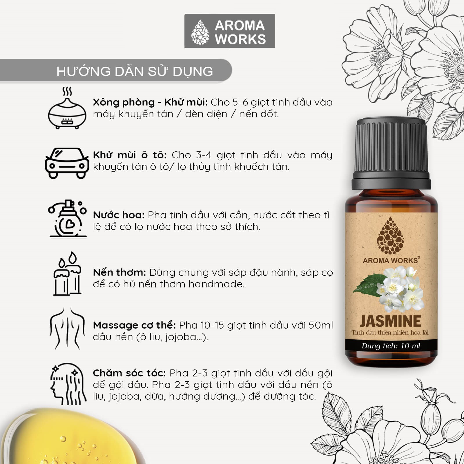 Tinh Dầu Lài Aroma Works Essential Oils Jasmine