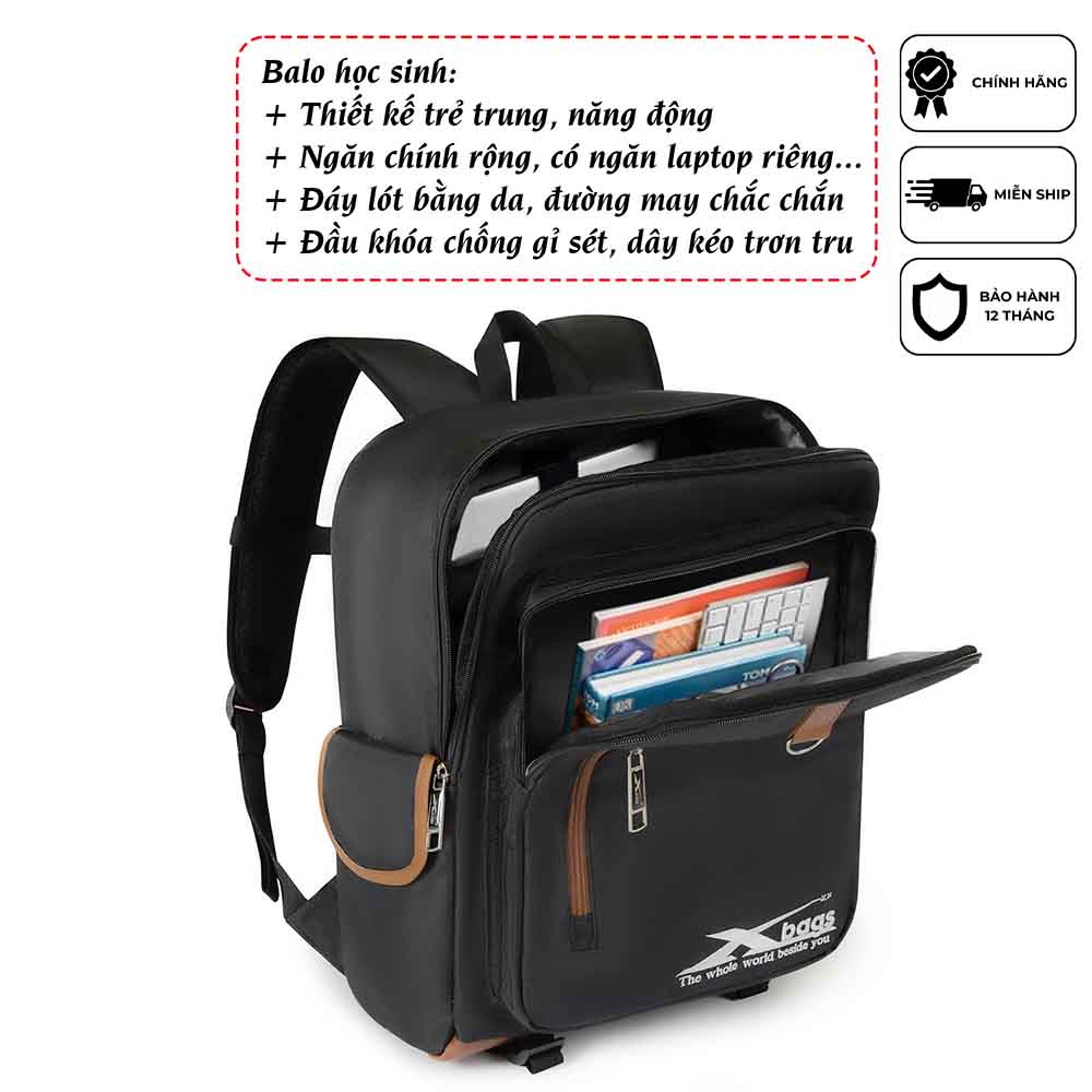 Balo đựng laptop, balo đi học nữ cấp 3 XBAGS Xb 3101 ba lô học sinh trung học