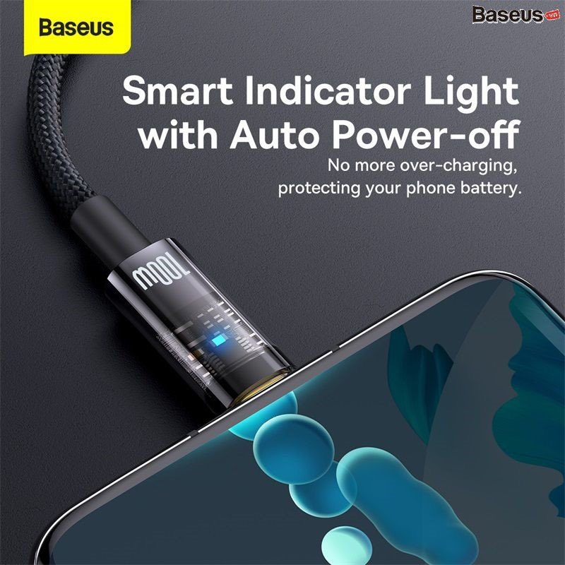 Dây Cáp Sạc Tự Ngắt Siêu Nhanh Baseus Explorer Series Gen2 Auto Power-Off 100W(USB to Type-C,Fast Charging &amp; Data Cable)  hàng chính hãng