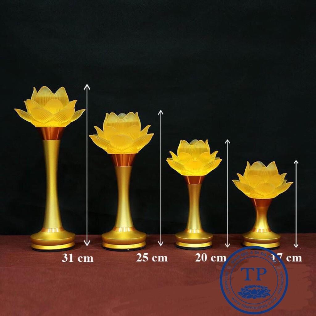 ĐÔI ĐÈN 1 BÔNG HOA SEN NỞ THỦY LƯU LY CỔ NGẮN CAO 31 CM TM121268
