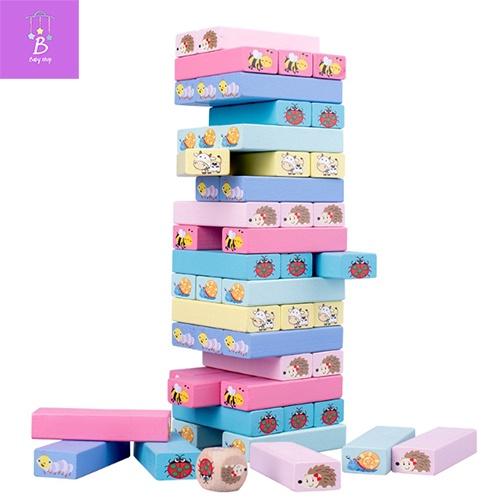 Đồ Chơi Rút Gỗ Màu, Số, Loại Lớn Kèm Xúc Xắc Cho Bé - Đồ Chơi Giáo Dục Thông Minh Trí Tuệ