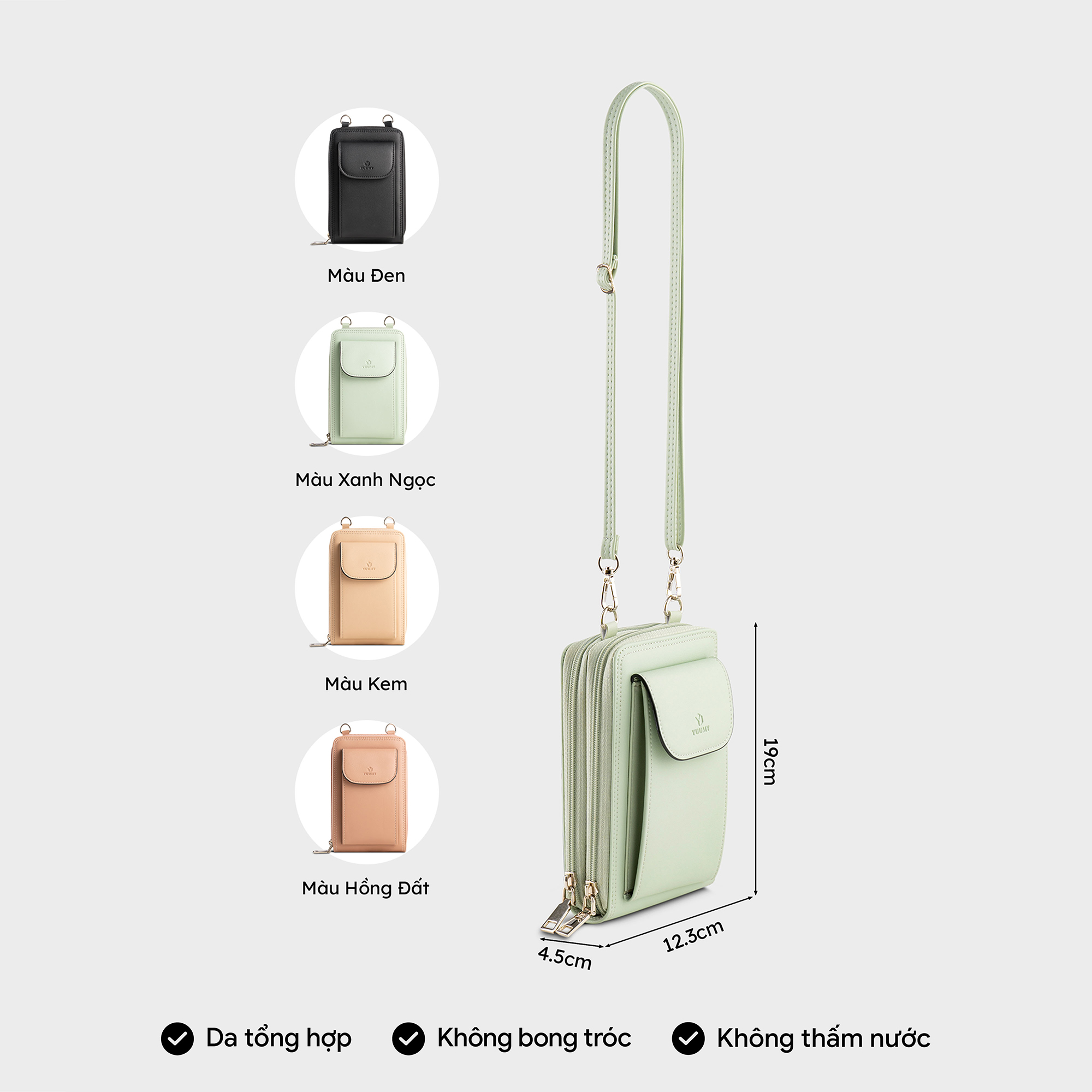Túi Yuumy ( Thời trang nữ phối ngăn nắp gập mini - Túi đeo chéo da Seasand YN245 )