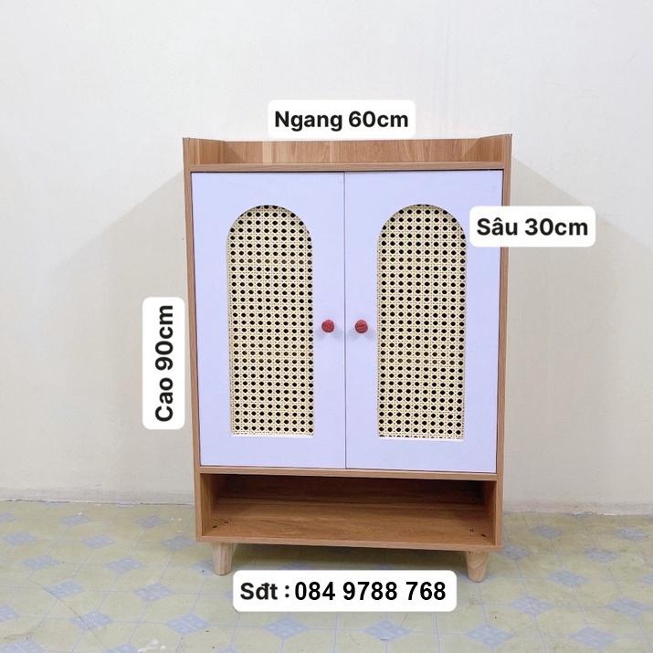 Tủ giày gỗ, kệ để giày thông minh 2 cánh tủ mây gỗ phong cách cao cấp hiện đại trang trí nhà 78x30x78 TAGO ND19