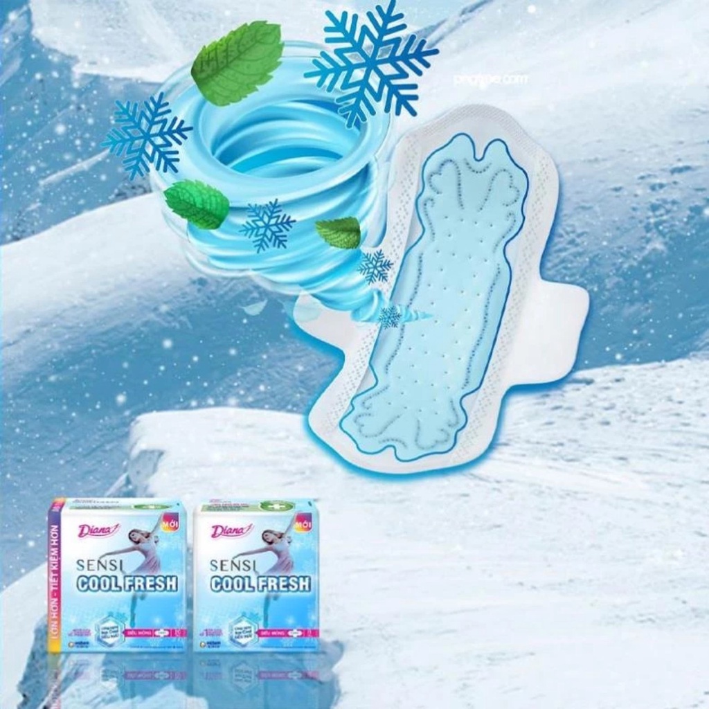 Combo 4 Băng vệ sinh Diana Sensi Cool Fresh siêu mỏng cánh gói 20 miếng