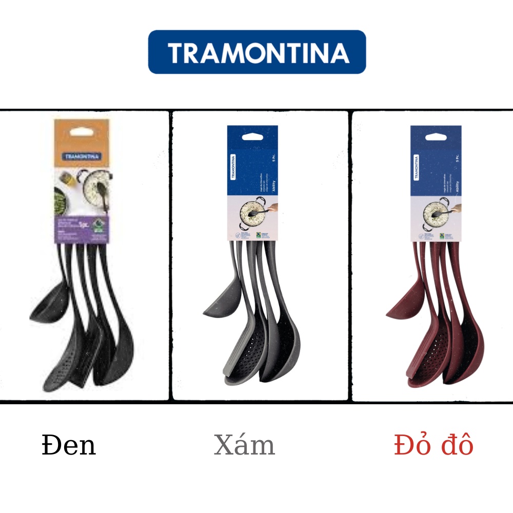 Bộ 5 Món Muôi Vá Muỗng Nấu Ăn Tramontina Chất Liệu Nhựa An Toàn Chịu Nhiệt Sản Xuất Tại Brazil