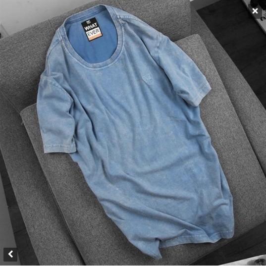 Áo thun cổ tròn wash bụi INF - đen