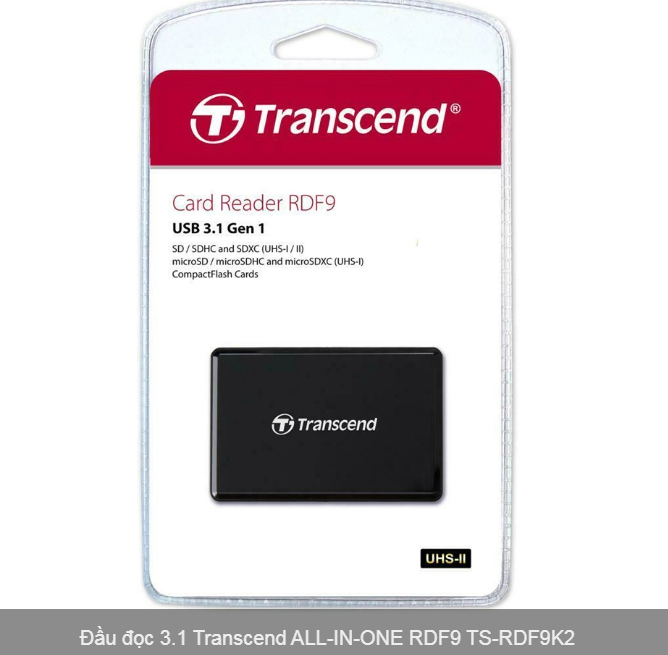 Đầu Đọc Thẻ Nhớ Transcend USB 3.1 TS-RDF9K2-Hàng chính hãng