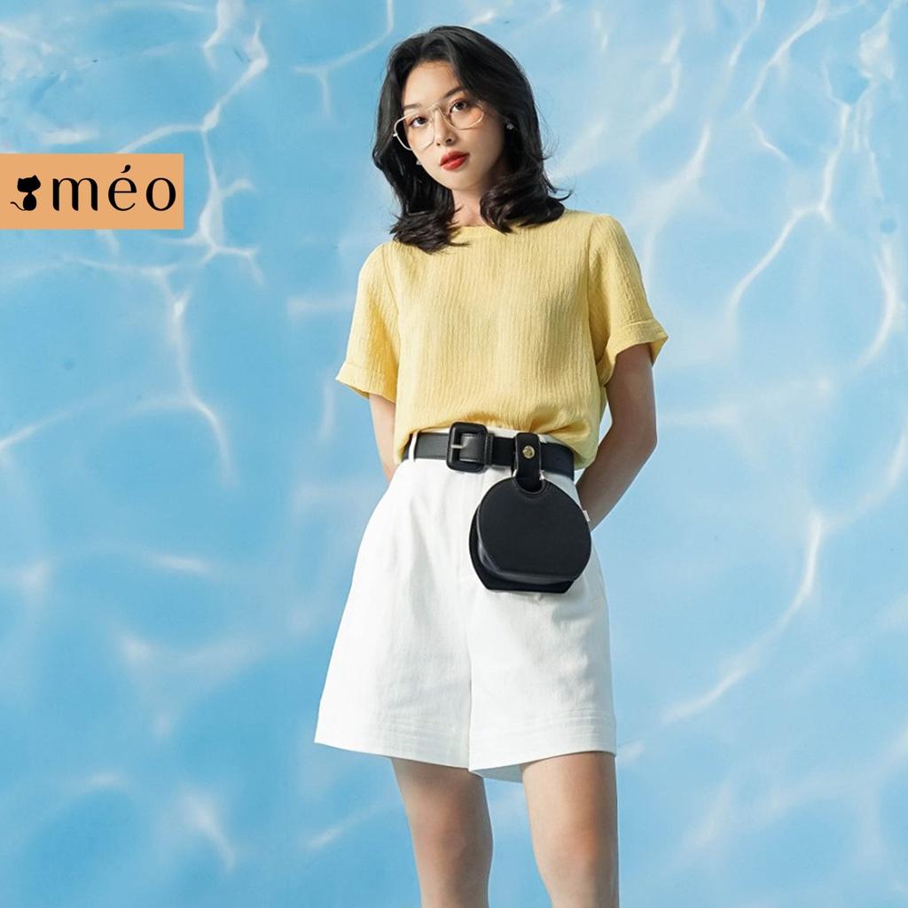 Quần short nữ Méo shop cạp cao ống rộng có túi Mehdi