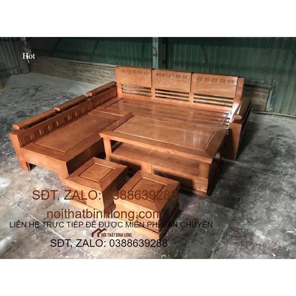 Bàn ghế Phòng Khách bộ góc gỗ Sồi Nga mẫu 110