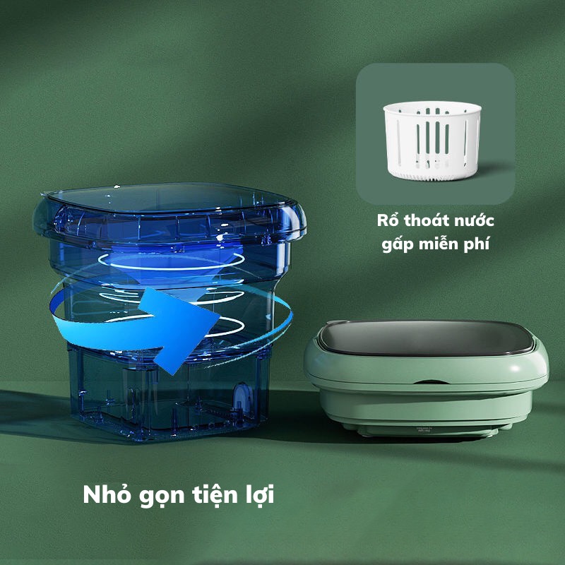 Hình ảnh Máy Giặt Mini Cho Bé Máy Giặt Đồ Mini Gấp Gọn Di Động Vắt Khô Khử Khuẩn Bằng Ánh Sáng Xanh Đèn - HÀNG CHÍNH HÃNG MINIIN