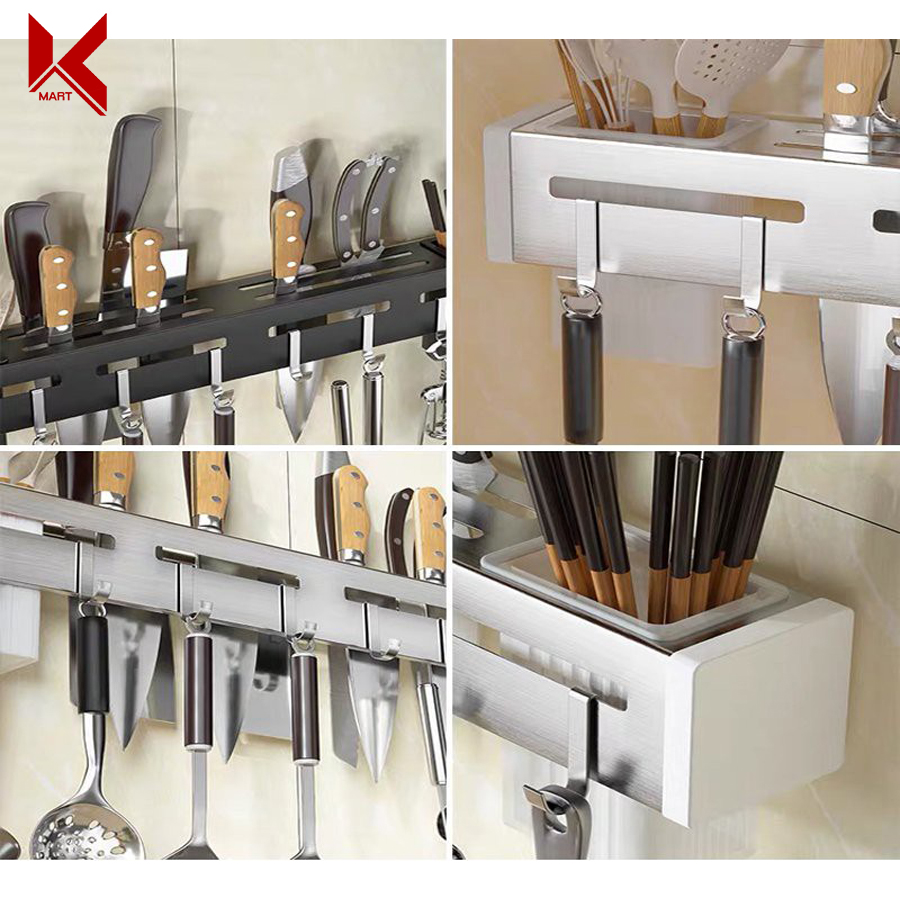 Kệ để dao thớt gắn tường cao cấp Phú Khang, không cần khoan đục - K-Mart