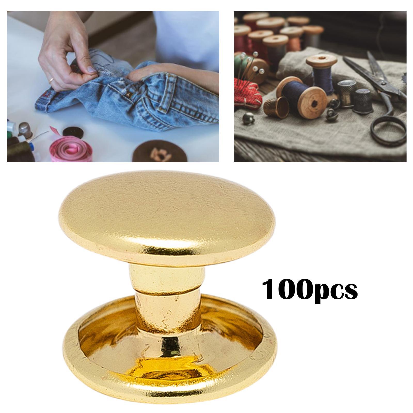 100Pcs Pure Brass Screw Rivets Double Caps Decorative Button Studs for Shoes Bag