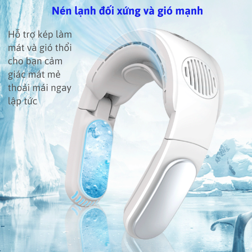 (Tặng Nồi Nấu Chậm 2 Tầng) Quạt Điều Hòa Đeo Cổ Cao Cấp JOOU LB08 Hệ Thống Điều Hòa Giảm Nhiệt 7 - 15 Độ C, pin bền bỉ - Hàng chính hãng