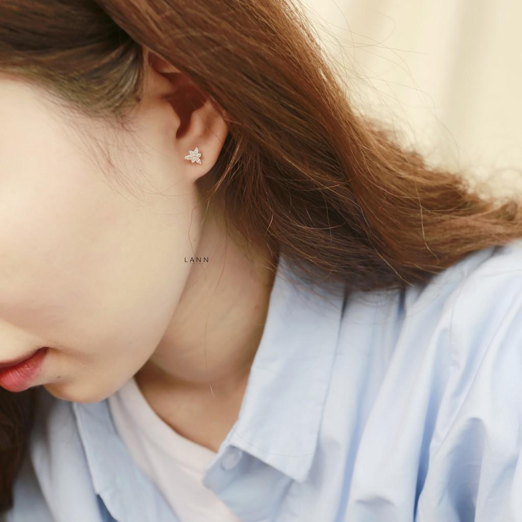 Khuyên Sao Đá 6 Cánh S925 LANN