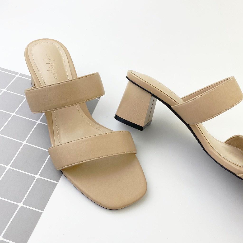 Guốc cao gót nữ 5p dáng sandal 2 quai ngang