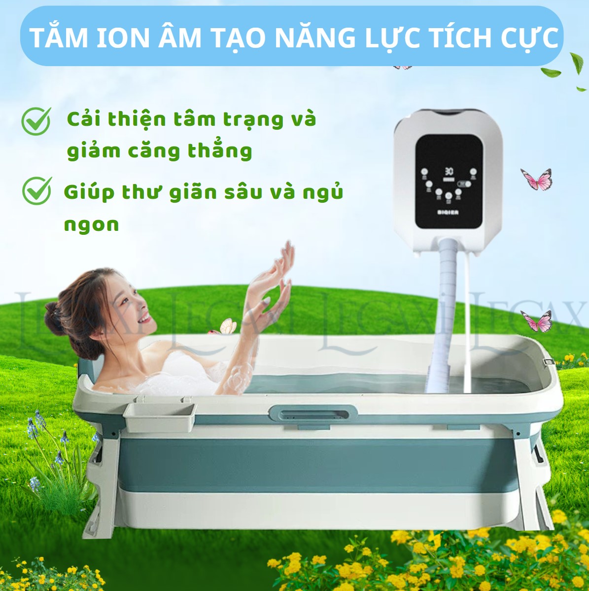 Máy sục khí thủy lực bồn tắm kết hợp với ion âm, ozone làm sạch da, giảm căng thẳng, ngủ ngon otyla