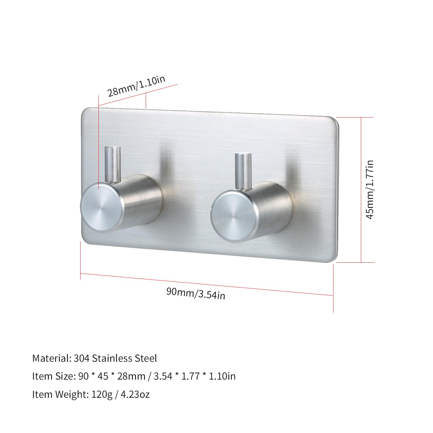 Móc dính bằng thép không gỉ 304, chống thấm nước và chống ăn mòn phù hợp với các bề mặt nhẵn như gạch men, bề mặt kim loại, kính