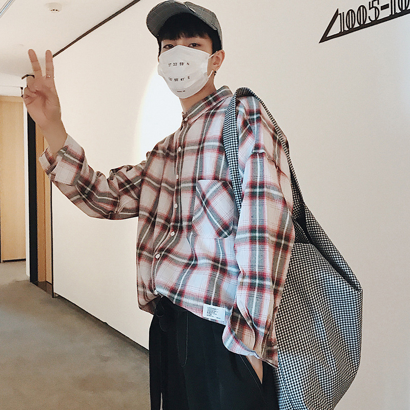 Áo sơ mi/Áo kẻ caro, dài tay, thời trang, kiểu dáng rộng rãi, phong cách học sinh TA156