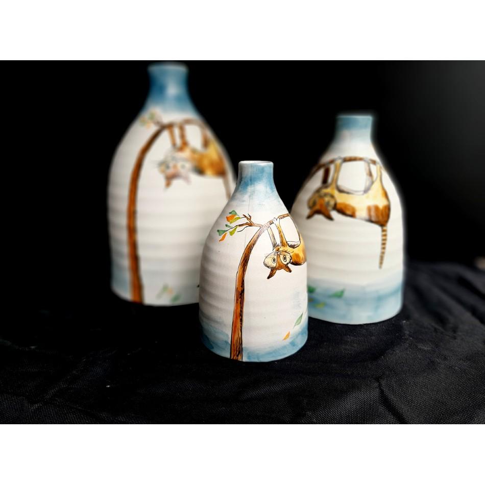 HOME DECOR - BỘ BÌNH TRANG TRÍ NHÀ CỬA HỌA TIẾT VẼ MÈO- SẢN XUẤT TẠI LÀNG GỐM SỨ TRUYỀN THỐNG BÁT TRÀNG