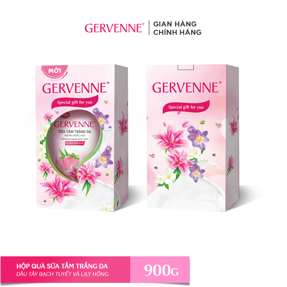 Hộp quà Sữa tắm trắng da hương nước hoa Gervenne 900g/chai