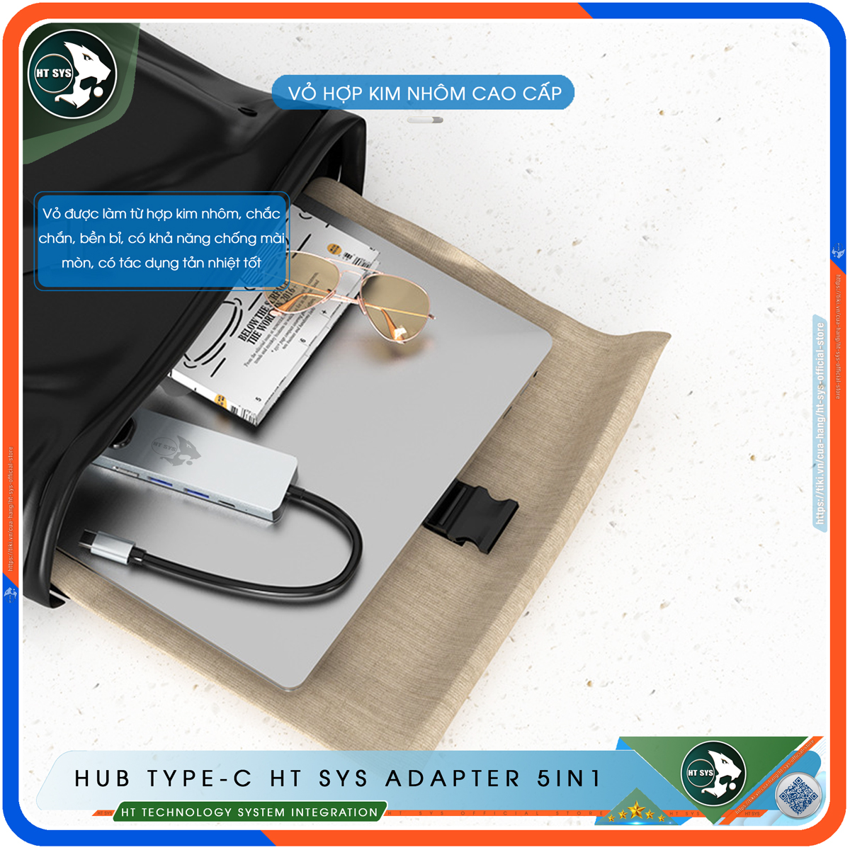 Hub Type C HT SYS 5in1 - Hub Chuyển Đổi USB Type-C To HDMI Chuẩn HDTV - Cổng Mạng Lan / HDMI 4K / USB 3.0 / Sạc Nhanh Type C PD - Kết Nối Nhiều Thiết Bị Với Tốc Độ Cao - Dành Cho MacBook / Tivi / Laptop / PC / Máy Tính Bảng / Smartphone – Hàng Chính Hãng
