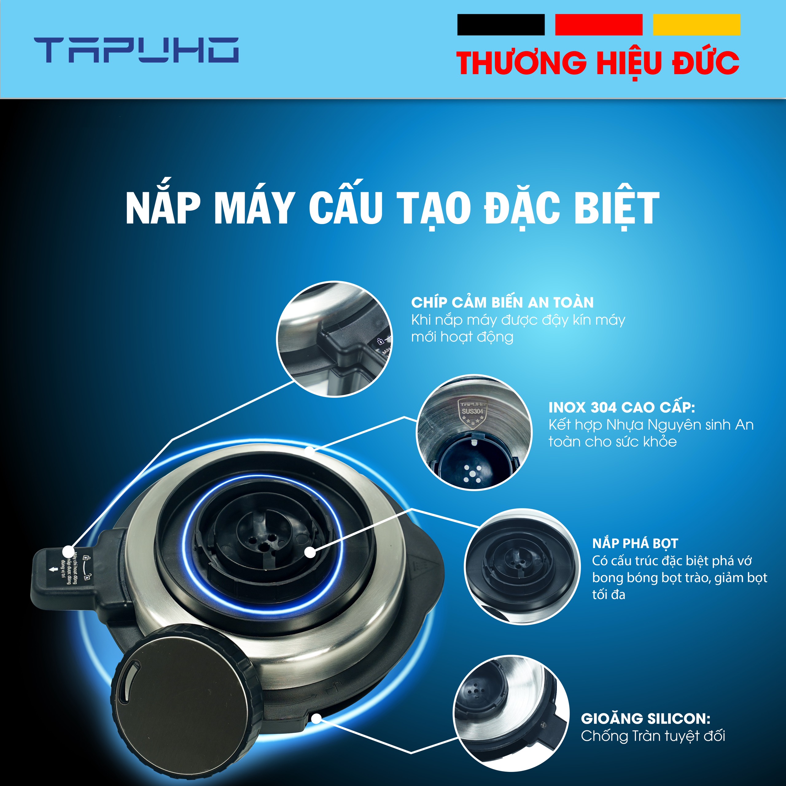 Máy làm sữa hạt, sinh tố TAPUHO T01 - Thương hiệu Đức