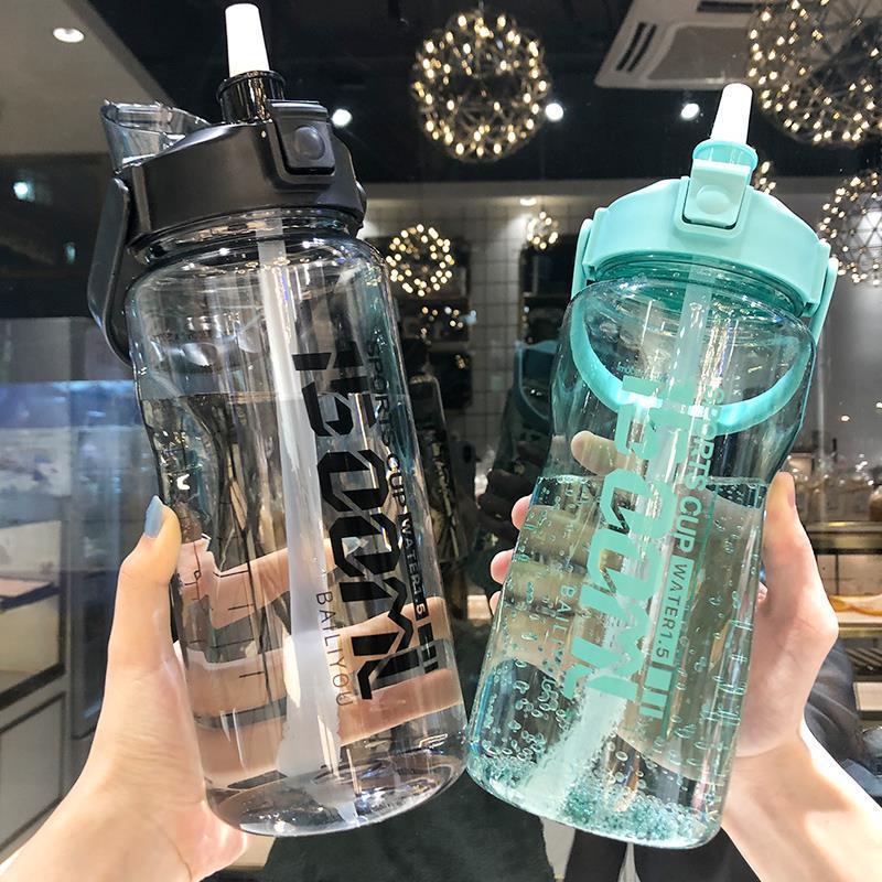 Cốc nước dung tích lớn cốc nước 2000ml ống hút chai nước thể thao chai nước ngoài trời chai nước cốc di động