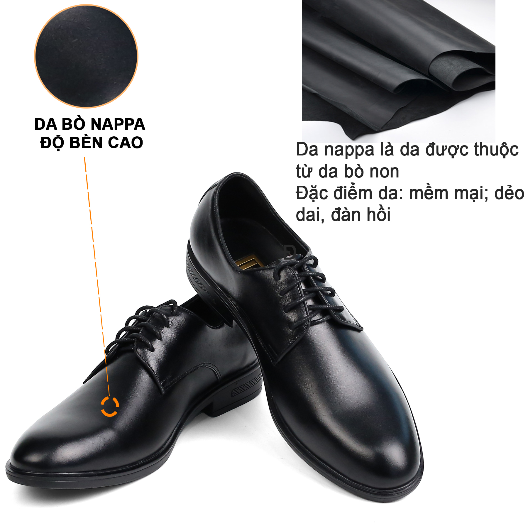 Giày nam Derby công sở da bò nappa cao cấp G113- Bụi leather- hộp sang trọng - Bảo hành 12 tháng