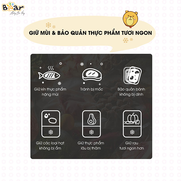 Máy Hút Chân Không Thực Phẩm Bear VS-B01V1 Hàn Miêng Túi Áp Suất Mạnh - Hàng Chính Hãng