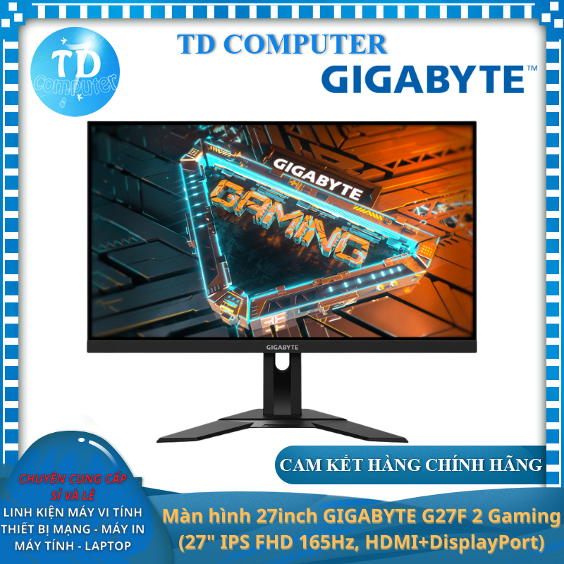 Màn hình máy tính 27inch GIGABYTE G27F 2 Gaming (27&quot; IPS FHD 165Hz, HDMI+DisplayPort) - Hàng chính hãng Viễn Sơn phân phối