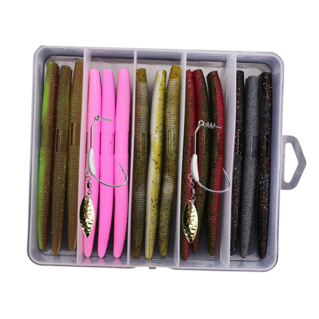 15pcs Artificial Soft Baits Lifelike Earthworm Fishing Lure Maggot Grub Bait