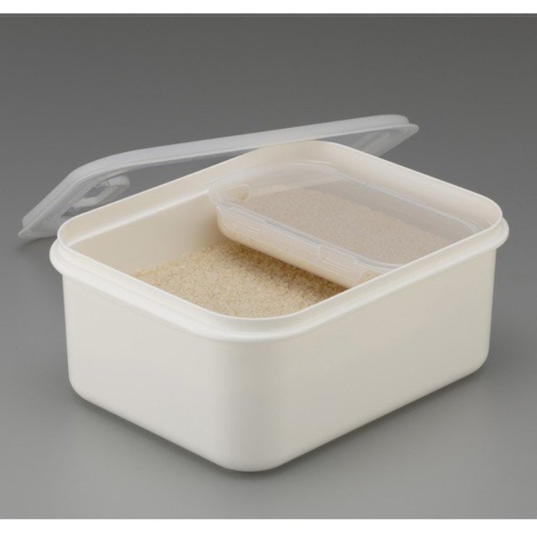 Thùng gạo hai ngăn, có nắp bật Inomata 6kg - Nội địa Nhật Bản