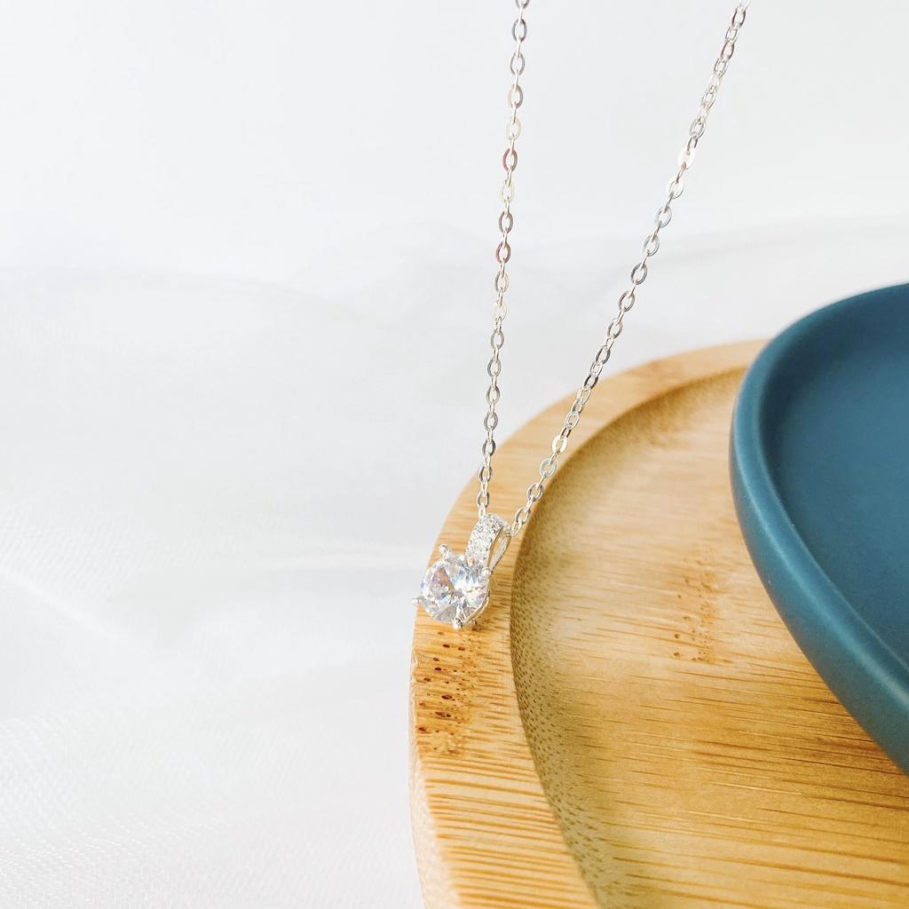 Dây chuyền bạc ATJ9069 cao cấp , vòng cổ mặt nụ đá tròn ANTA Jewelry