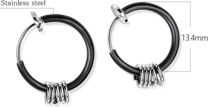 Bông Tai Nam Khoen Tròn Loại Kẹp Không Cần Bấm Lỗ Tai Chất Liệu Thép Titan Ko Đen Ko Dị Ứng TT 1795 - 1 cặp