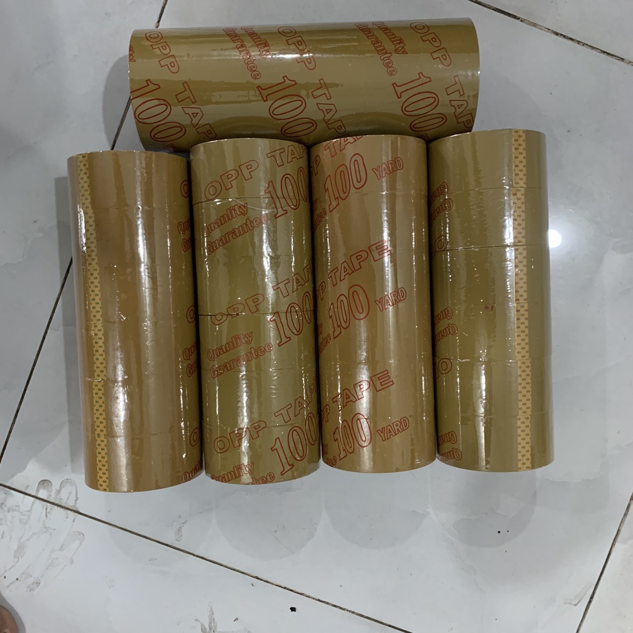 combo 5 cây ( 30 Cuộn] Băng Keo Đục, Băng Dính Dán Thùng T (6 x 100 Yards)1 kg