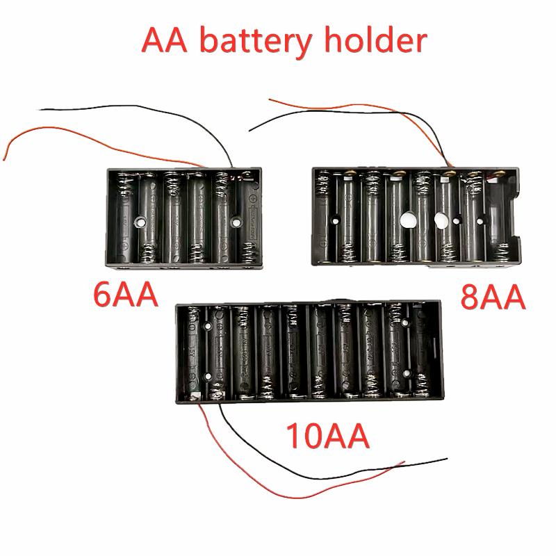 6 8 10AA 10 Khe Cắm Pin AA Hộp Đựng Pin AA Hộp Đựng Pin AA Hộp Đựng Pin 9V 12V 15V Có Dòng DIY Màu Sắc: 2 Chiếc
