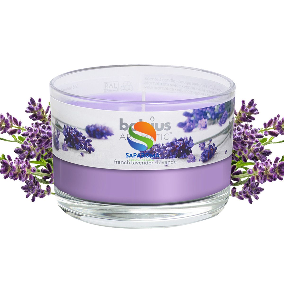 Ly nến thơm tinh dầu Bolsius French Lavender 155g QT024878 - hoa oải hương, nến trang trí, thơm phòng, thư giãn, khử mùi